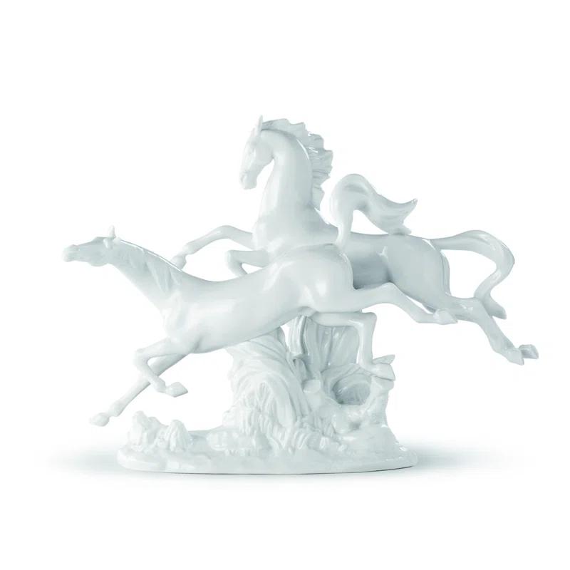 Lladro Horses Galloping Figurine