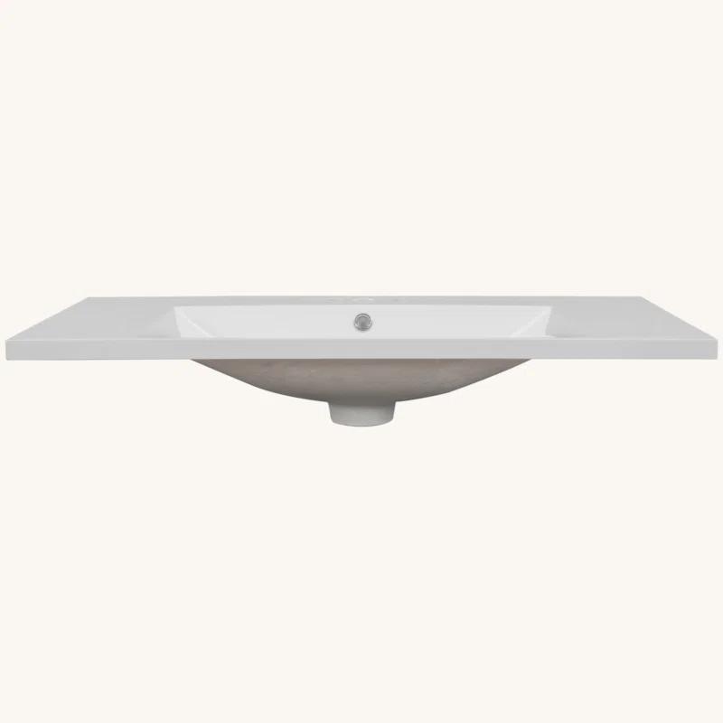 Tech Cube TCYX05543A 36" Single Bathroom Vanity Top With White Basin, 3-Faucet Holes, Ceramic, White