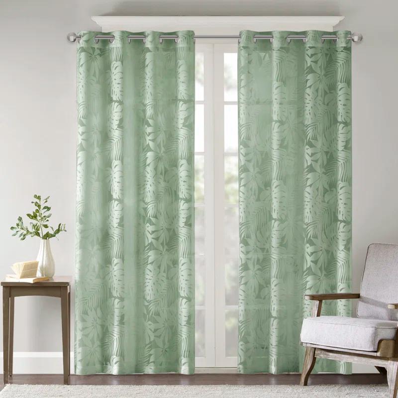 Madison Park Leilani Palm Leaf Burnout Window Sheer