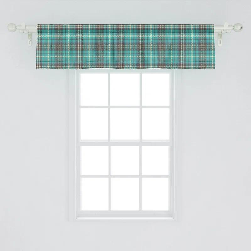 Ambesonne Ambesonne Brown Plaid Valance Pack of 2 Plaid Form with Stripes Cream Taupe Dark Seafoam