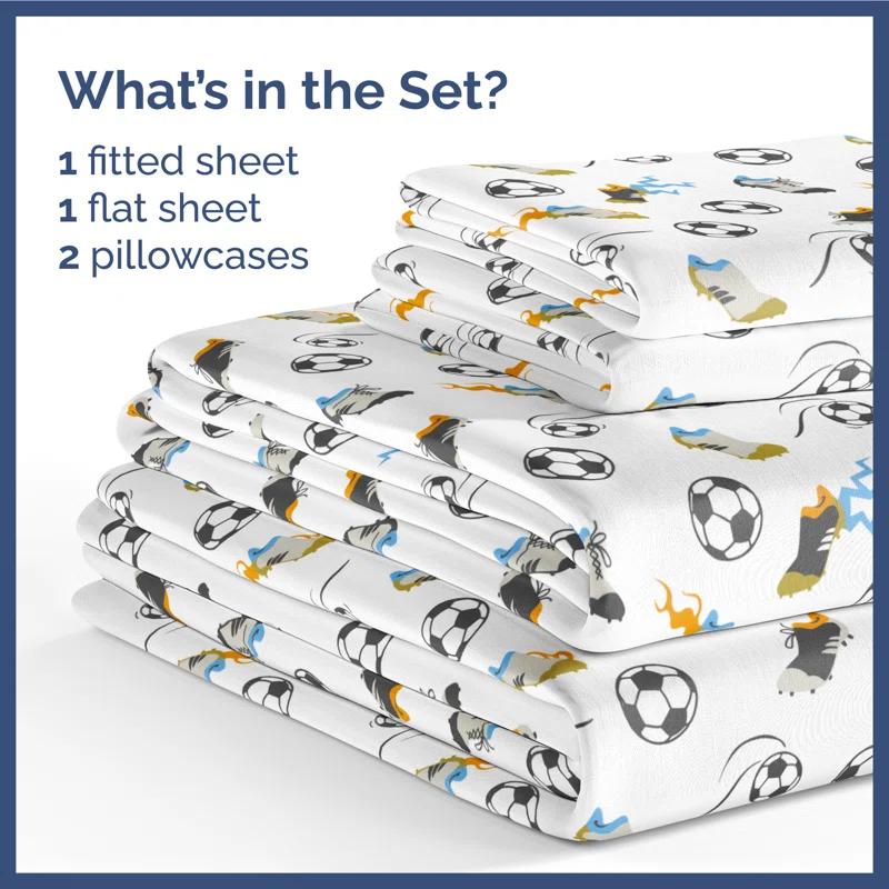 CGK Linens 4 Piece Kids Microfiber Sheet Set - Wrinkle Free - Cute, Cozy, Soft