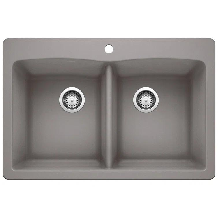 Diamond SILGRANIT 33" 50/50 Double Bowl Dual Mount Kitchen Sink