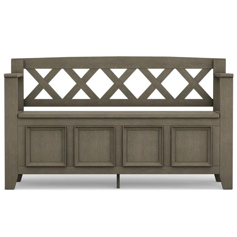 Simpli Home Amherst 48"W Solid Wood Entryway Storage Bench with Lift-Top Lid and Dual Compartments
