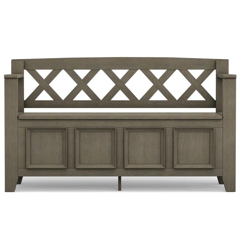 Simpli Home Amherst 48"W Solid Wood Entryway Storage Bench with Lift-Top Lid and Dual Compartments