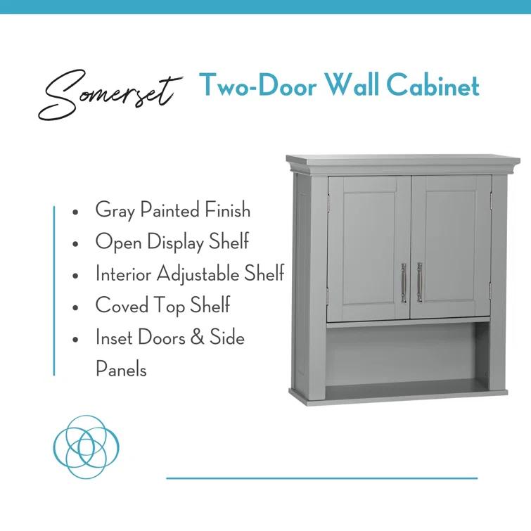 RiverRidge Home RiverRidge Somerset Two-Door Bathroom and Laundry Wall Mount Storage Medicine Cabinet with Open and Adjustable Shelf