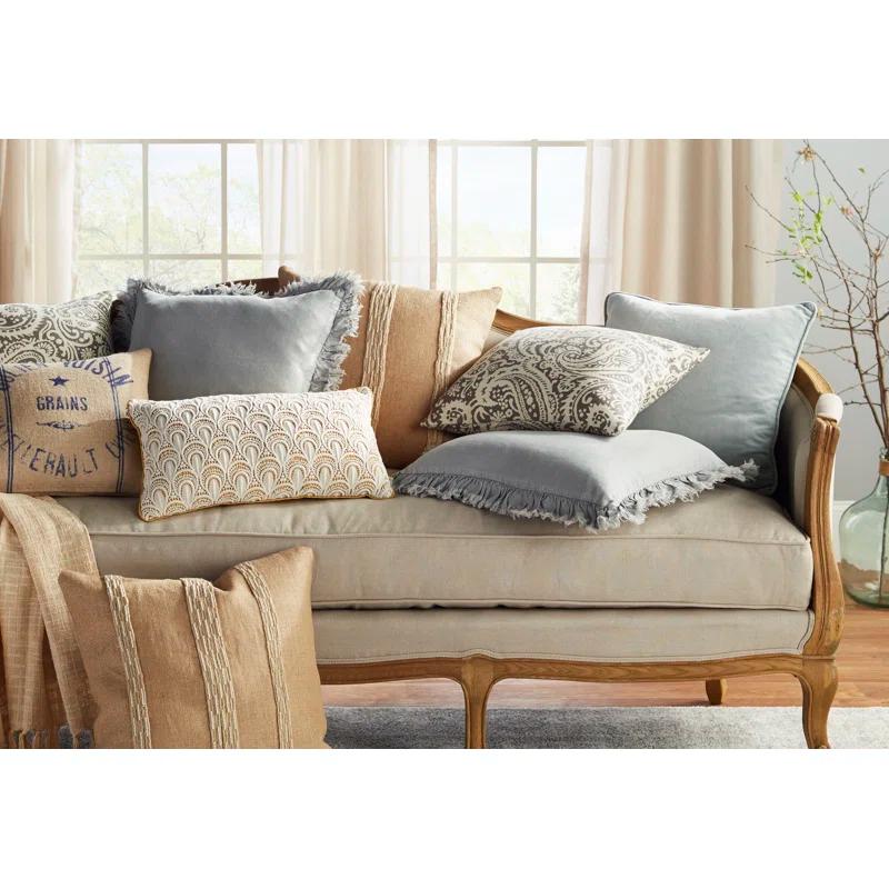 Leona Ruffled Linen Reversible Throw Pillow
