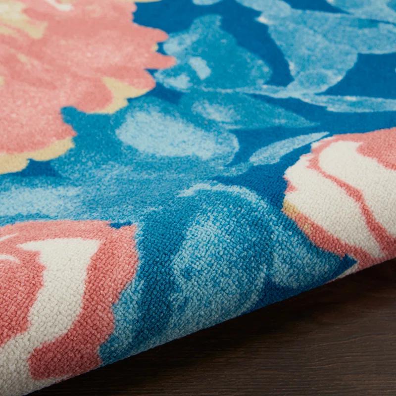 Waverly Floral Blue Outdoor Area Rug