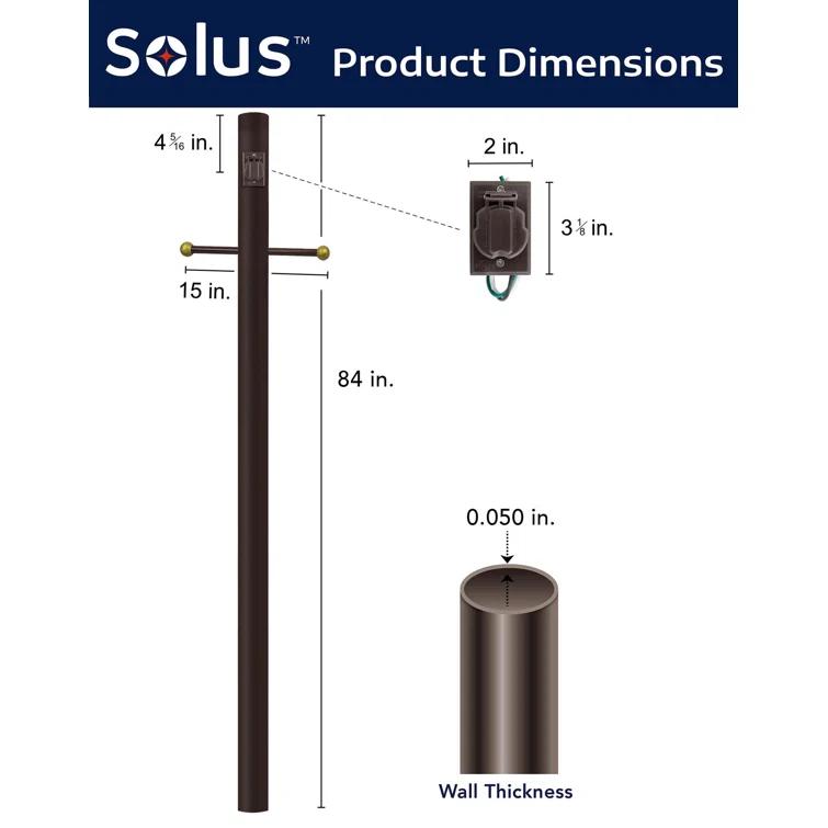 Solus Outdoor Hardwired Direct Burial Lamp Post with Decorative Cross Arm and Convenience Outlet & Reviews | Wayfair