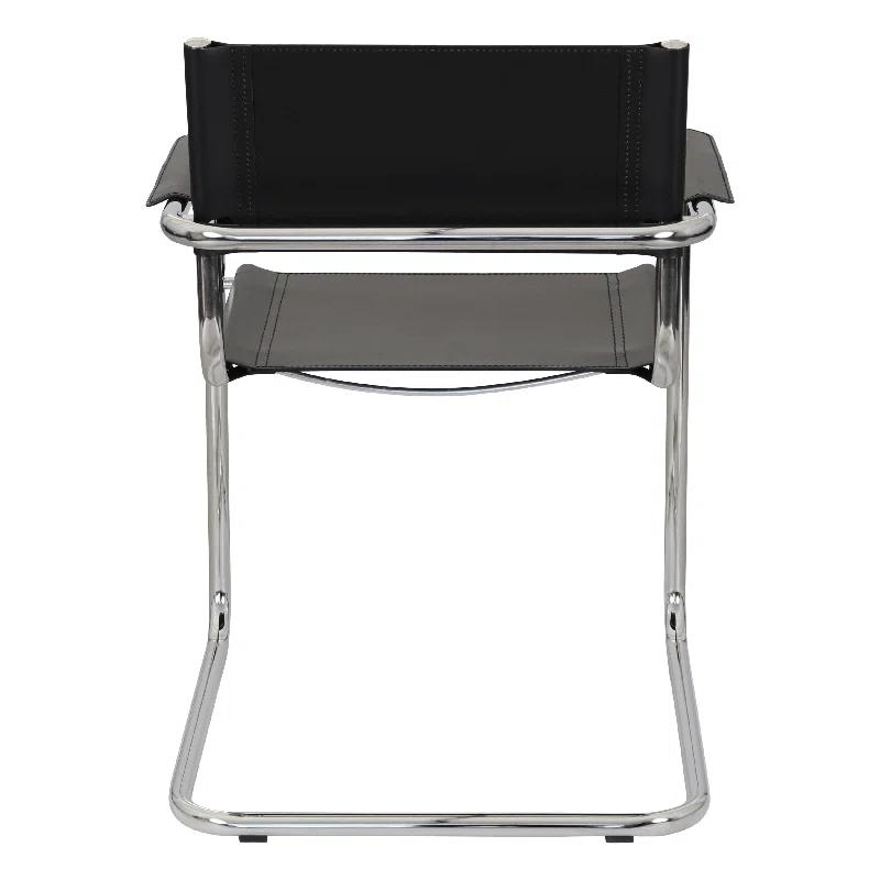 Breuer Chair Company Mart Stam Cantilever Armchair Arm Chair w/ Chrome-Plated Steel Frame (Various Bonded Leather Colors)