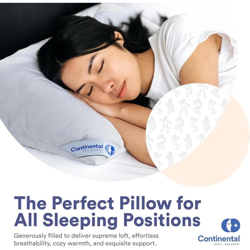 ContinentalBedding Premium Medium Down Bed Pillow (Set of 2)