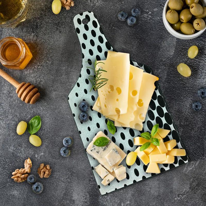 Ambesonne White Tempered Glass Cutting Board Minimalist Polka Dots White