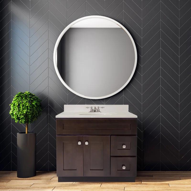Design House Brookings 37 Inch Solid Wood Bathroom Vanity with Cultured Marble Top, Assembled, Sherwin Williams® Gray – Design House, 216127