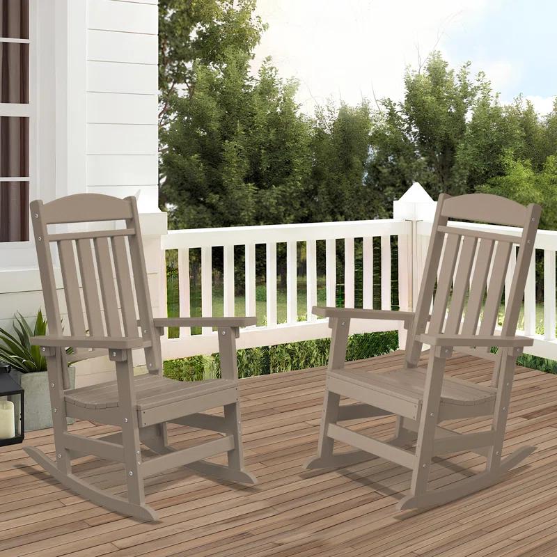 Oxing HDPE Outdoor Rocking Chair (Set of 2)