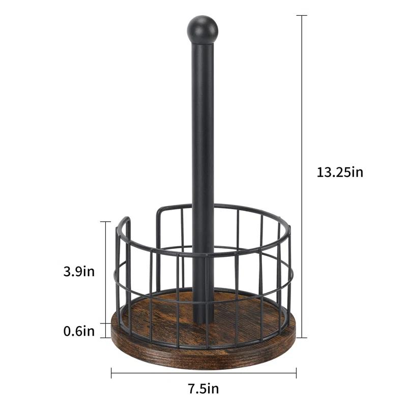 One Allium Way® Paper Towel Holder Countertop, Standing Paper Towel Roll Holder For Bathroom, Paper Towel Rack With Heavy Duty Wooden Base For Kitchen Counter, Fits Standard Or Jumbo-Sized Rolls,(Brown)