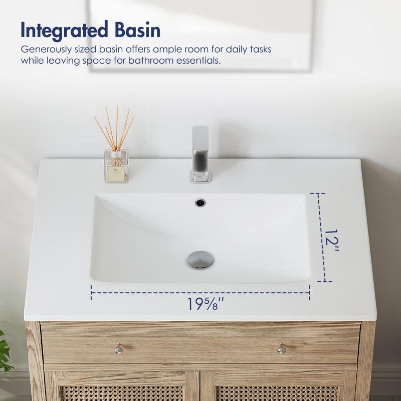 Eridanus Dayton 31" W x 22" D Vitreous China Vanity Top Sink in White with Single Faucet Hole (Sink Only)