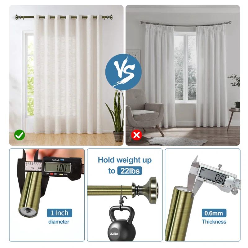 Red Barrel Studio® Gottlieb Steel Adjustable Single Curtain Rod