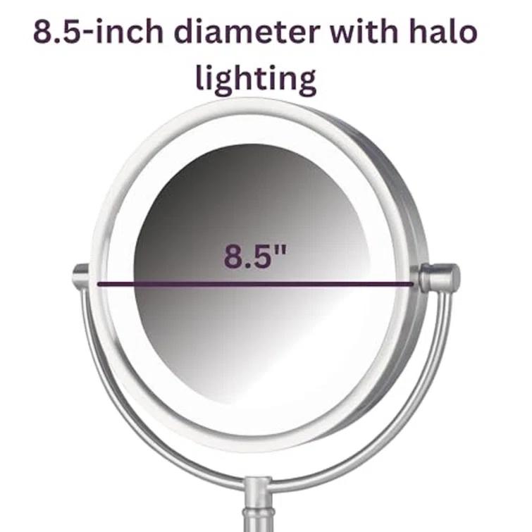 Symple Stuff 8.5" Lighted Tabletop Magnified Makeup Mirror, Plug In