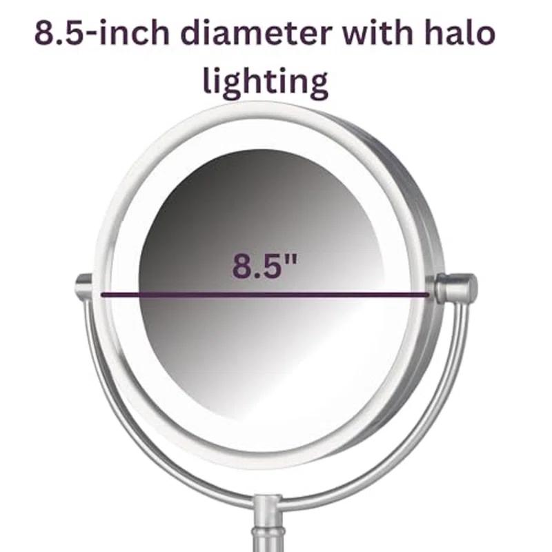 Symple Stuff 8.5" Lighted Tabletop Magnified Makeup Mirror, Plug In