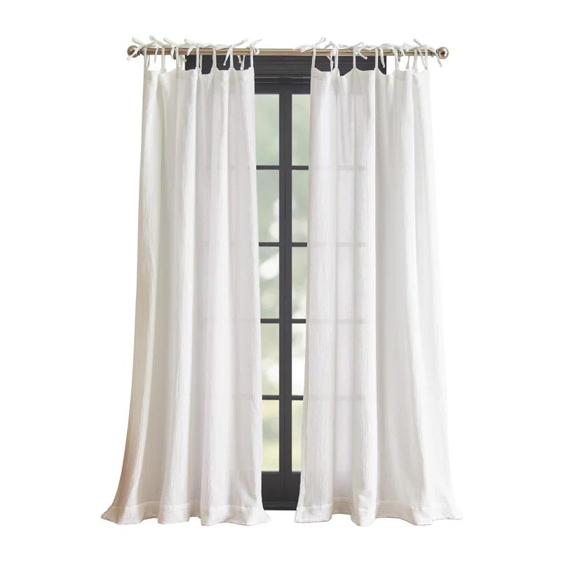 DKNY Pure DKNY Pure Cotton Gauze Tietab Offwhite Curtain Panel Pair (Set of 2)
