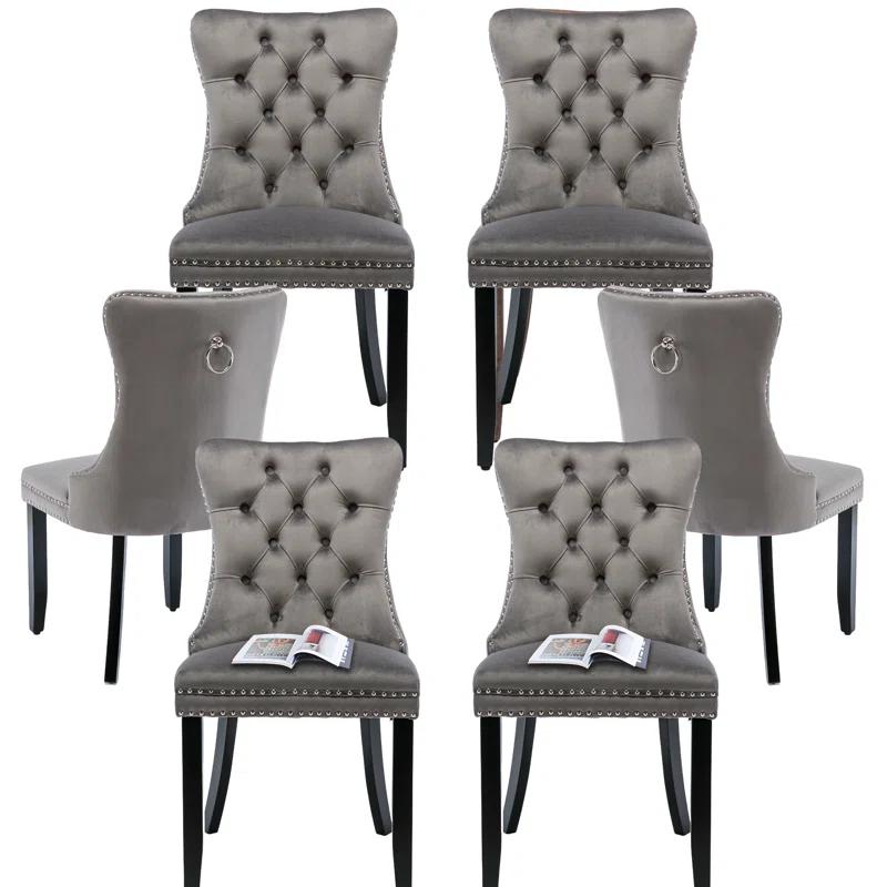 Rosdorf Park High-end Tufted Velvet Upholstered Nailhead Dining Chair