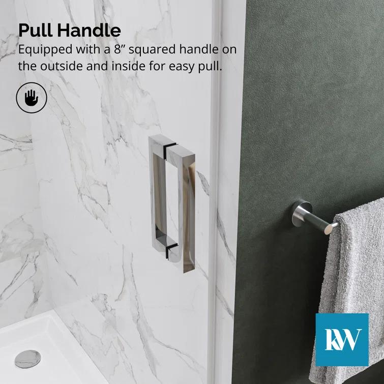 KOBIWORKS Kw03 60 In. W X 76 In. H Single Sliding Frameless Shower Door With 3/8 In. Clear Glass KW036076CH