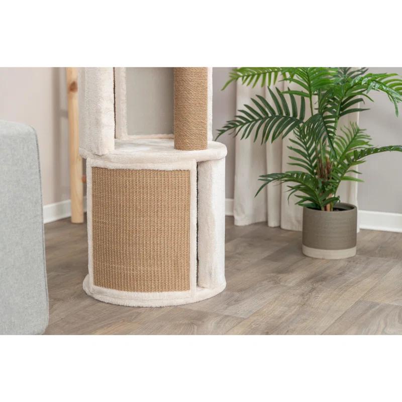 TRIXIE TRIXIE Giorgia 32-in Cat Tower, Combo Plush & Sisal Covered Surfaces, Scratching Posts, Indoor Cat Condo with Padded Bed