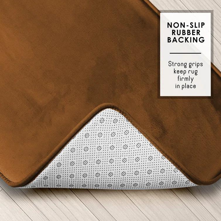 Clara Clark Ultra Soft and Absorbent Memory Foam Bath Rug Set with Non-Slip Backing