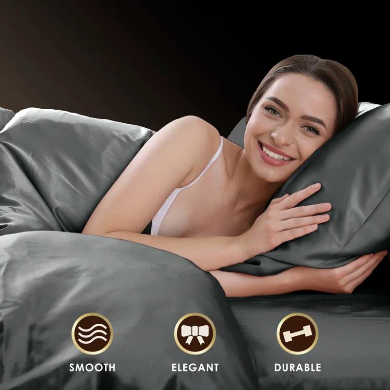 Seduction Martex Elegance Satin Silk Sheet Set Hotel Quality - Super Soft & Breathable Good For Hair & Skin
