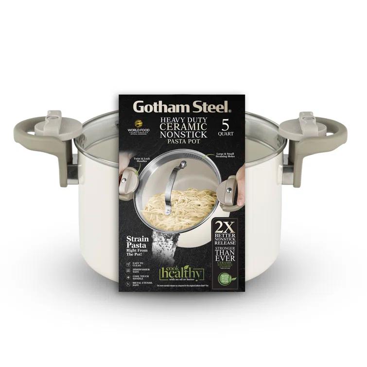 Gotham Steel Gotham Steel Stock Multipurpose Pasta Pot with Strainer Lid & Twist and Lock Handles