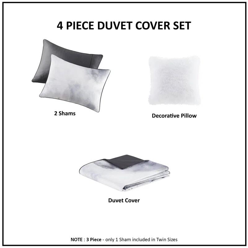 Intelligent Design Cassiopeia Watercolor Tie Dye Printed Duvet Cover Set with Throw Pillow