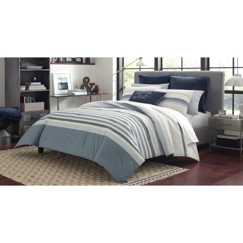 Nautica Dover Cotton Reversible Blue Comforter Set
