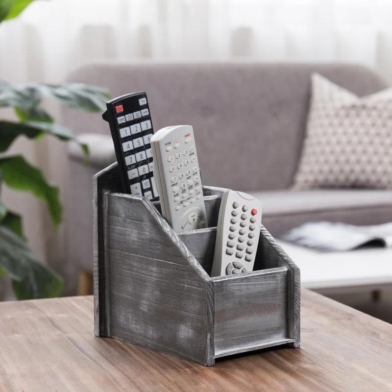 MyGift Gray/White Remote Control Holder