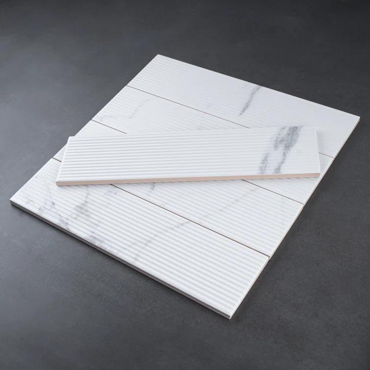 Supreme Tile Paloma Calacatta 2.95 in. X 11.81 in. Ceramic Subway Wall Tile