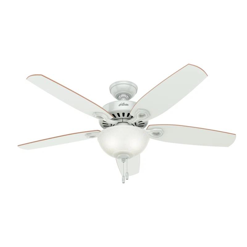 Hunter Fan 52" Builder Deluxe 5 - Blade Standard Ceiling Fan with Pull Chain and Light Kit Included