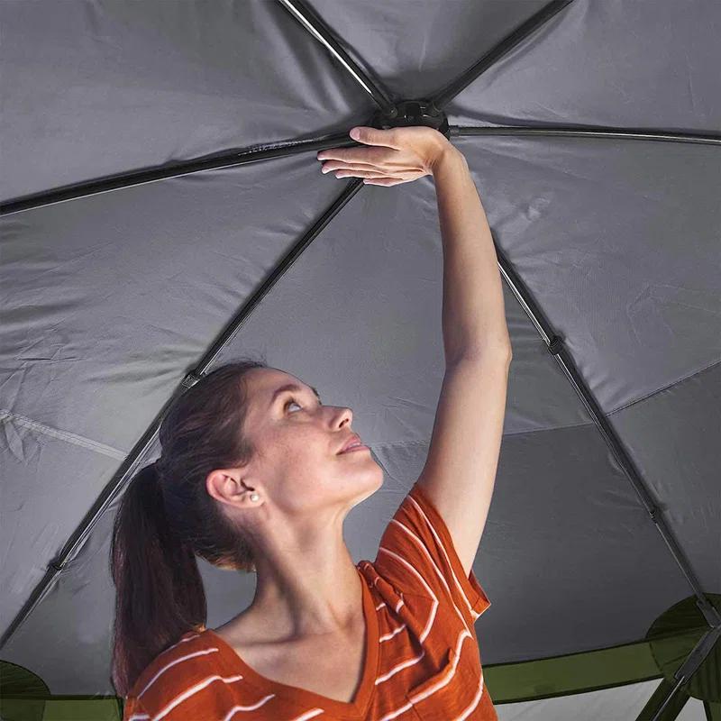 ECR4Kids ECR4Kids Lightspeed Outdoors Pop-Up 6-Sided Screen Shelter, Camping Gazebo, Green