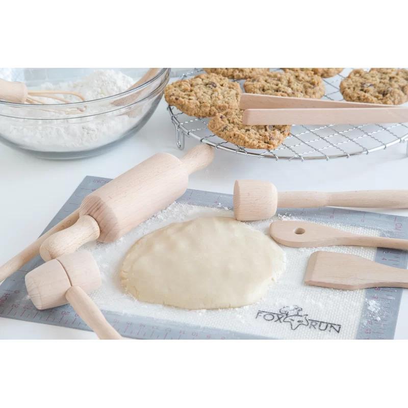 Beech Wood Kids Cooking and Baking Tools Set, 9-Piece