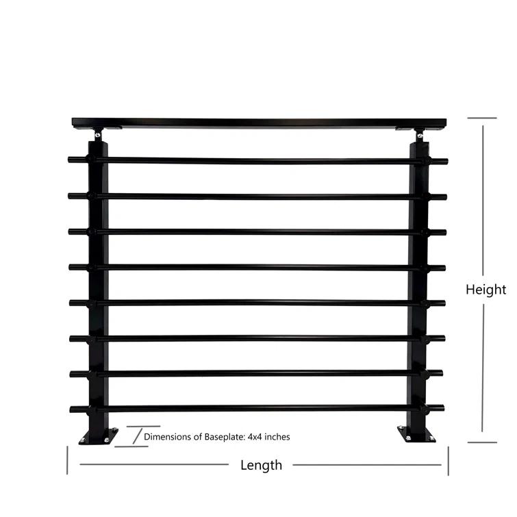 Concept Fusion Modern Horizontal Adjustable Railing Banister System for Staircases Balconies and Decks Complete Guard Railing Kit