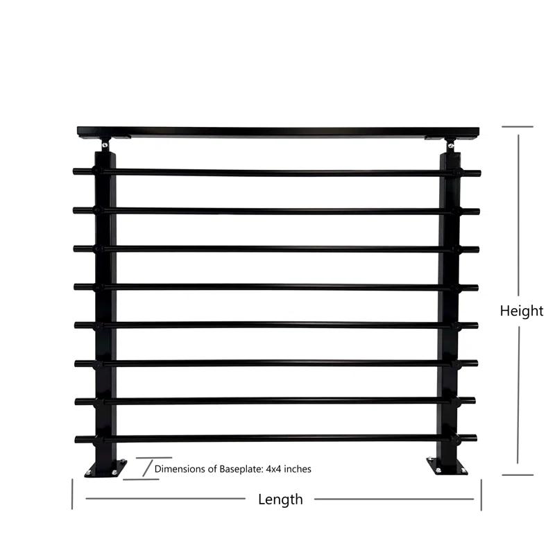 Concept Fusion Modern Horizontal Adjustable Railing Banister System for Staircases Balconies and Decks Complete Guard Railing Kit