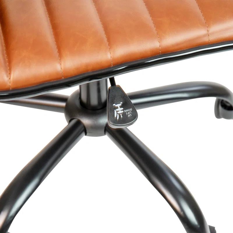 Flash Furniture Merchiston Low-Back Modern Ribbed Upholstered Vinyl Swivel Desk Chair by Flash Furniture