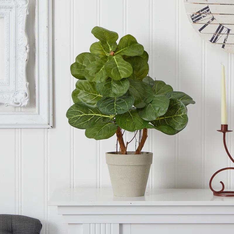Gracie Oaks 22'' Faux Fiddle Leaf Fig Plant in Planter