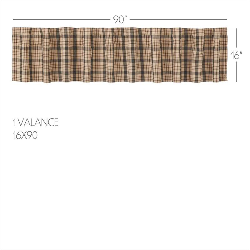 Rosalind Wheeler Holms Plaid Cotton Tailored Window Valance in Khaki/ Forest Green/ Russet
