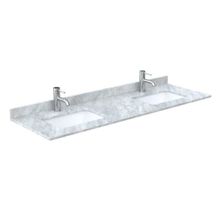 Wyndham Collection Miranda 66" Freestanding Double Bathroom Vanity with Marble Top with 58" Mirror
