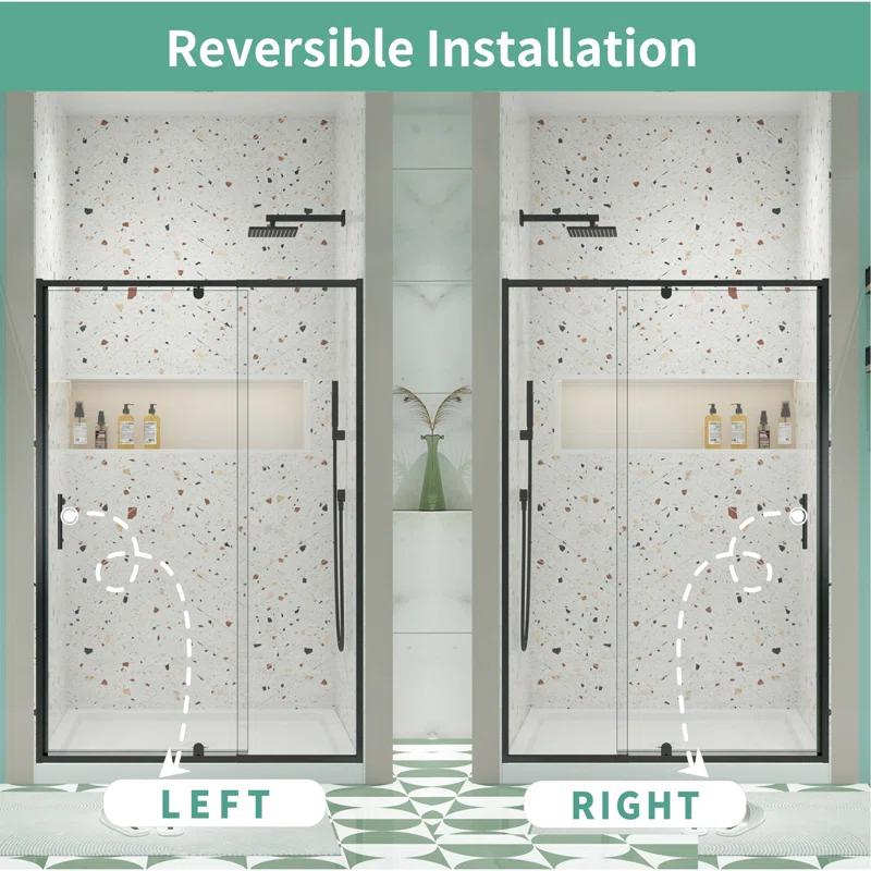 Arch Glass Designs 11DD131873LTS 38-42" W x 71" H Flush Glass Shower Door Reversible Installation