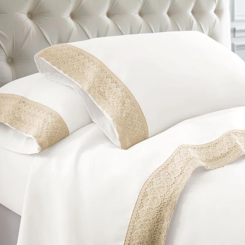 Modern Threads Modern Threads Yate Soft Microfiber Crochet Lace Sheets - Luxurious Microfiber Bed Sheets - Includes Flat Sheet, Fitted Sheet with Deep Pockets, & Pillowcases