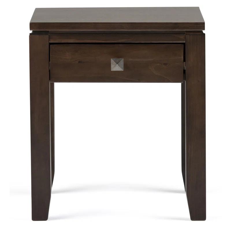 Simpli Home Cosmopolitan 18"W Solid Wood Contemporary Square End Table with Drawer