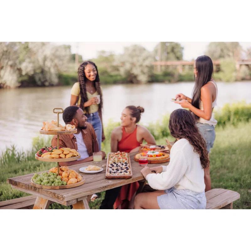 Millwood Pines Tapas 3-Tiered Serving Tray, Mango wood Cupcake Stand, Wooden Cheese Board Darfasha
