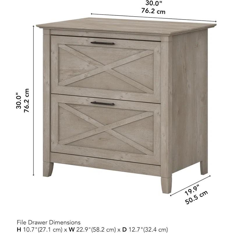 Rosalind Wheeler 2 Drawer Lateral File Cabinet In Washed Gray | Document Storage For Home Office | Accent Chest With Drawers | Wayfair