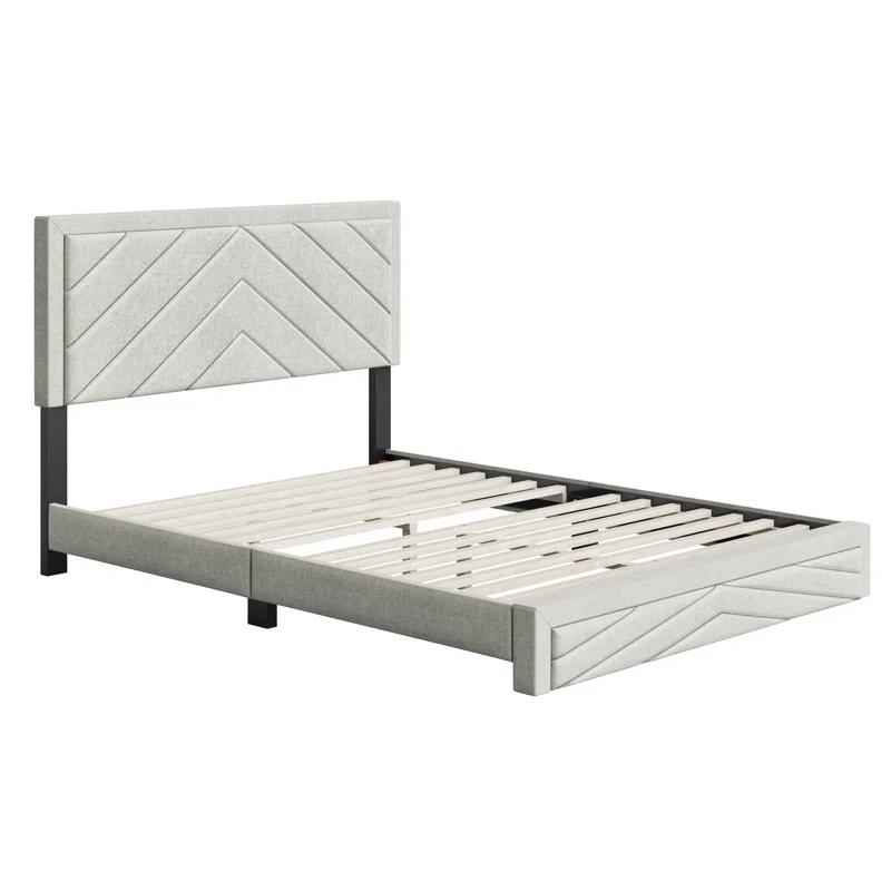 Boyd Sleep Barcelona Linen or Faux Leather Upholstered Platform Bed Frame with Adjustable Headboard, Heavy Duty Slat Support System, No Box Spring Required - Boyd Sleep