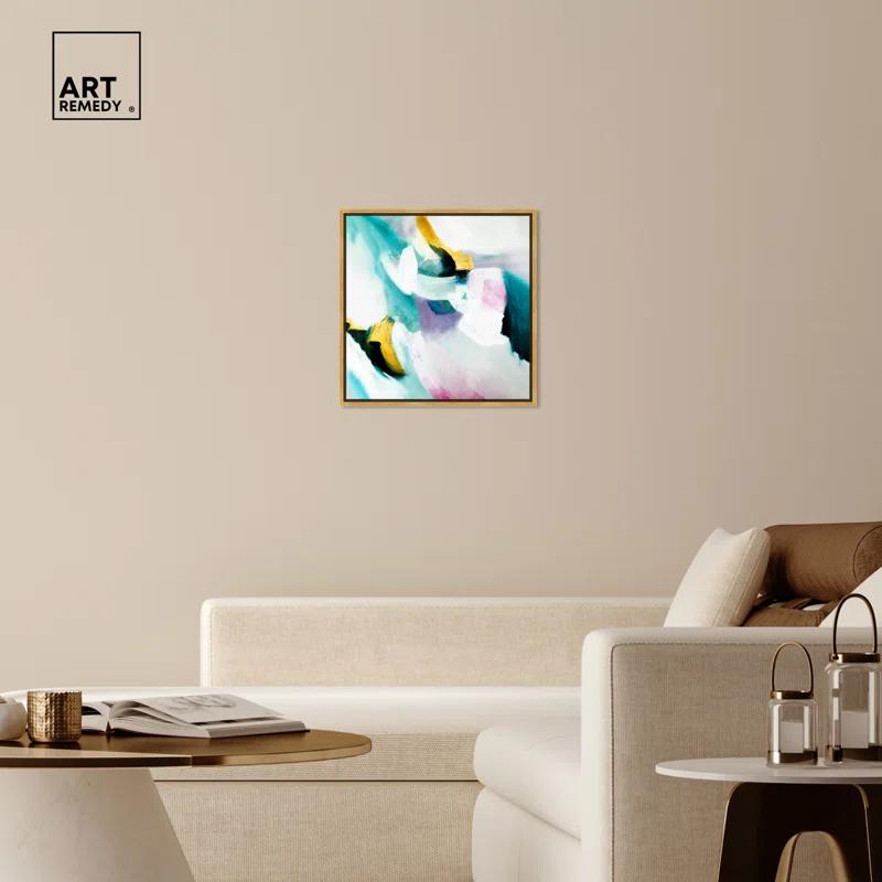 Art Remedy Art Remedy Still Violas Framed Blue Abstract 1 Piece Canvas Wall Art 56586