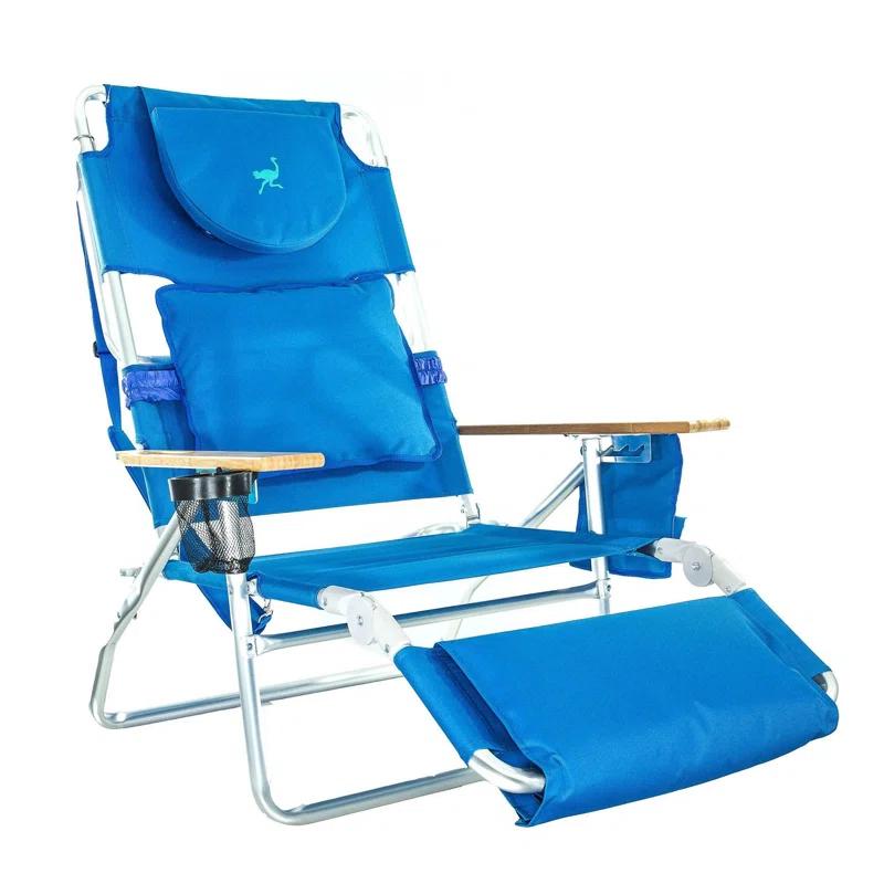 Ostrich Ostrich Deluxe Padded Lightweight Portable Adjustable Outdoor Reclining Folding Chair with Footrest